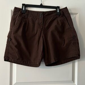 LOFT Brown Shorts Relaxed Fit Cotton